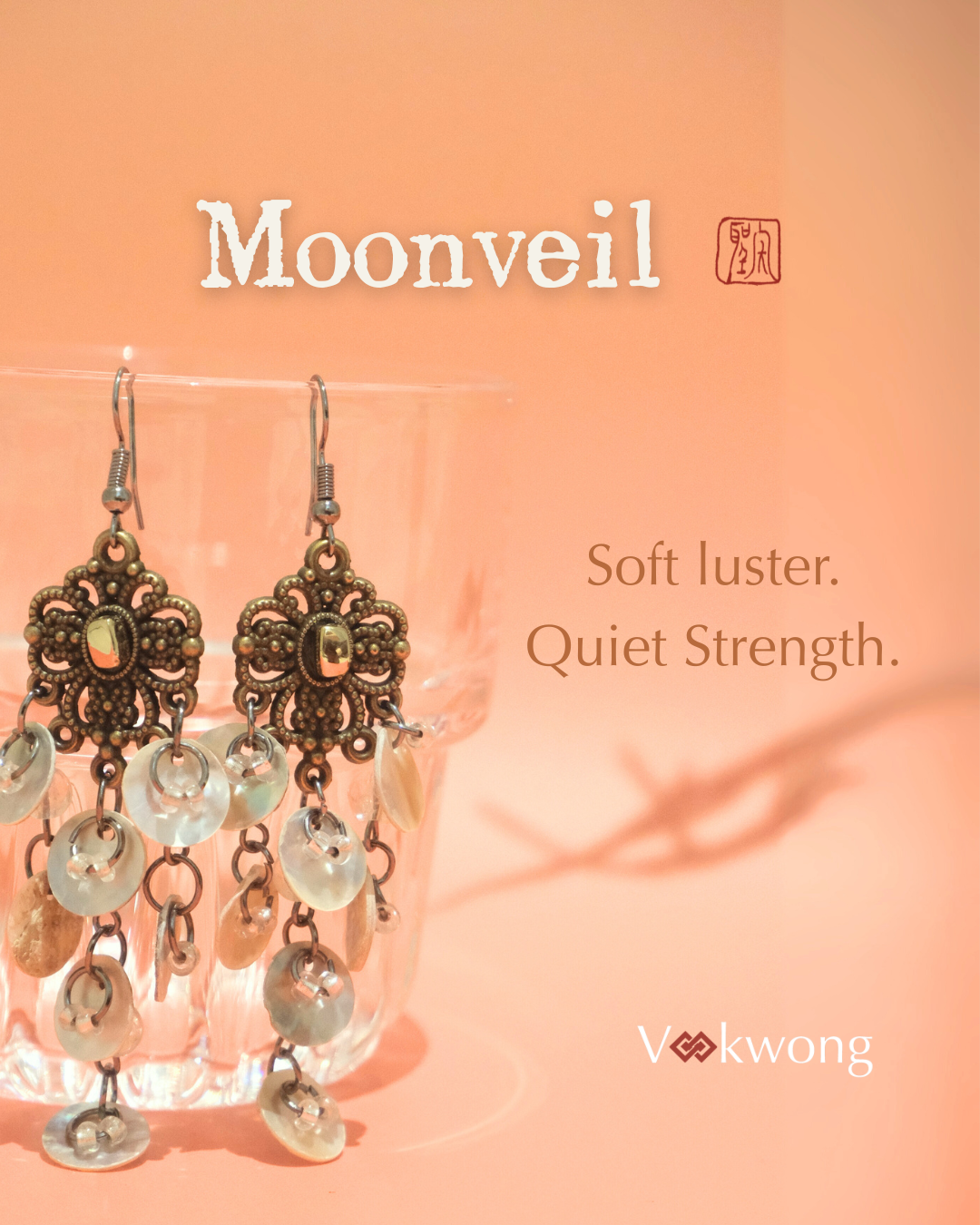 Moonvail - Vintage-Style Mother-of-Pearl Toned Cascading Earrings