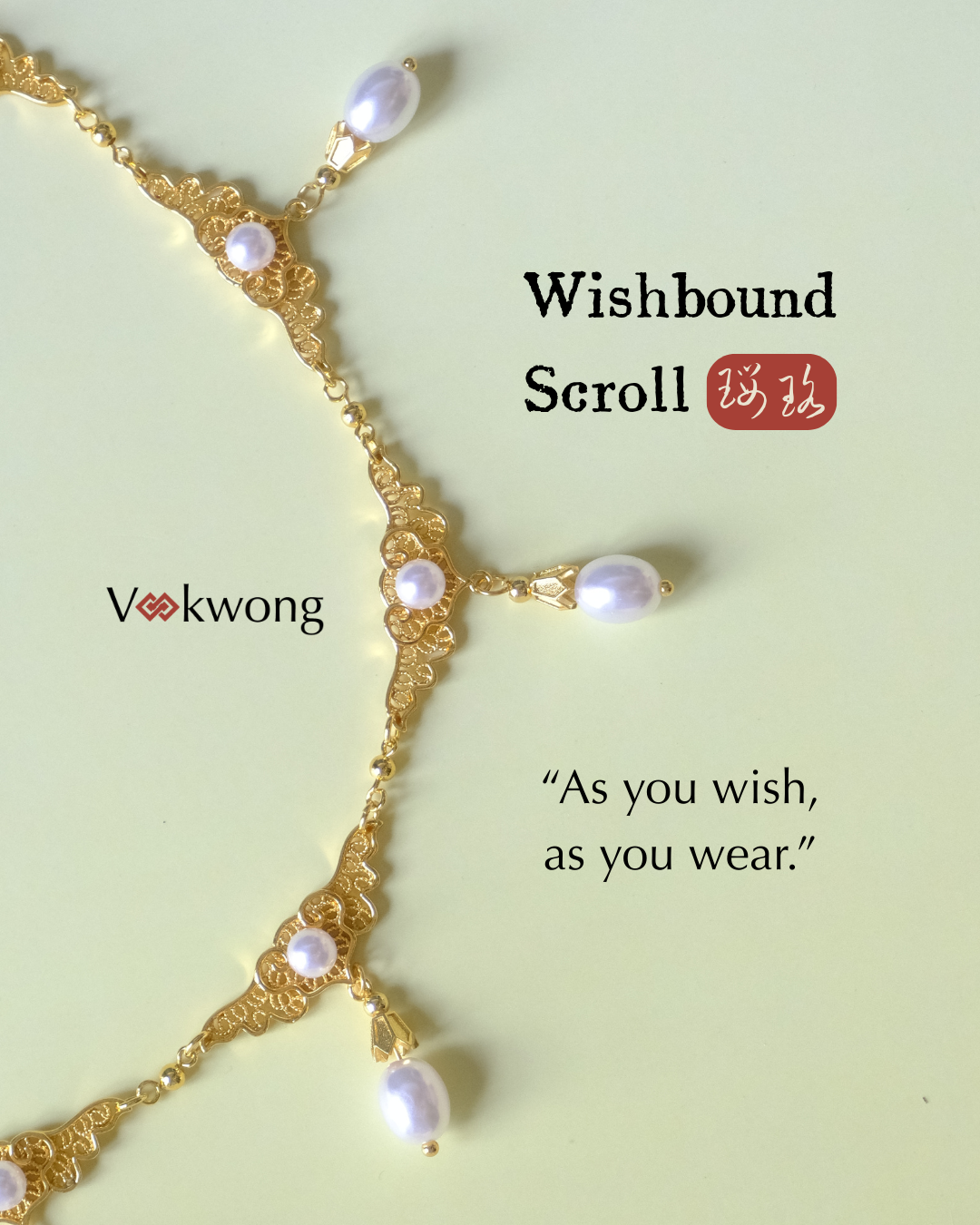 Wishbound Scroll | Lucky Charm Choker with Imitation Pearls