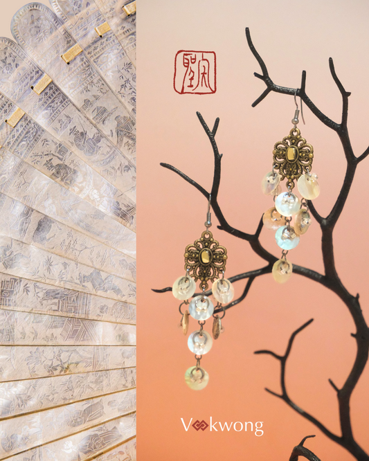 Moonvail - Vintage-Style Mother-of-Pearl Toned Cascading Earrings
