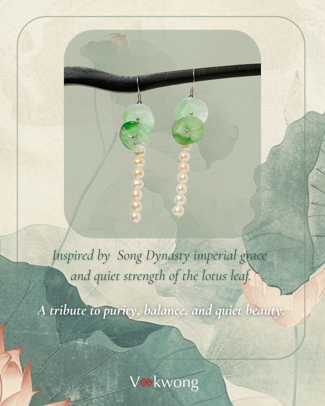 Lotus Dew | Lotus Leaf Earrings with Pearls