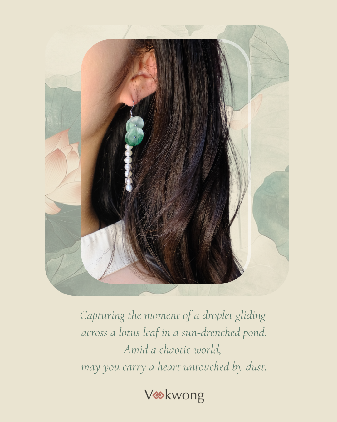 Lotus Dew | Lotus Leaf Earrings with Pearls