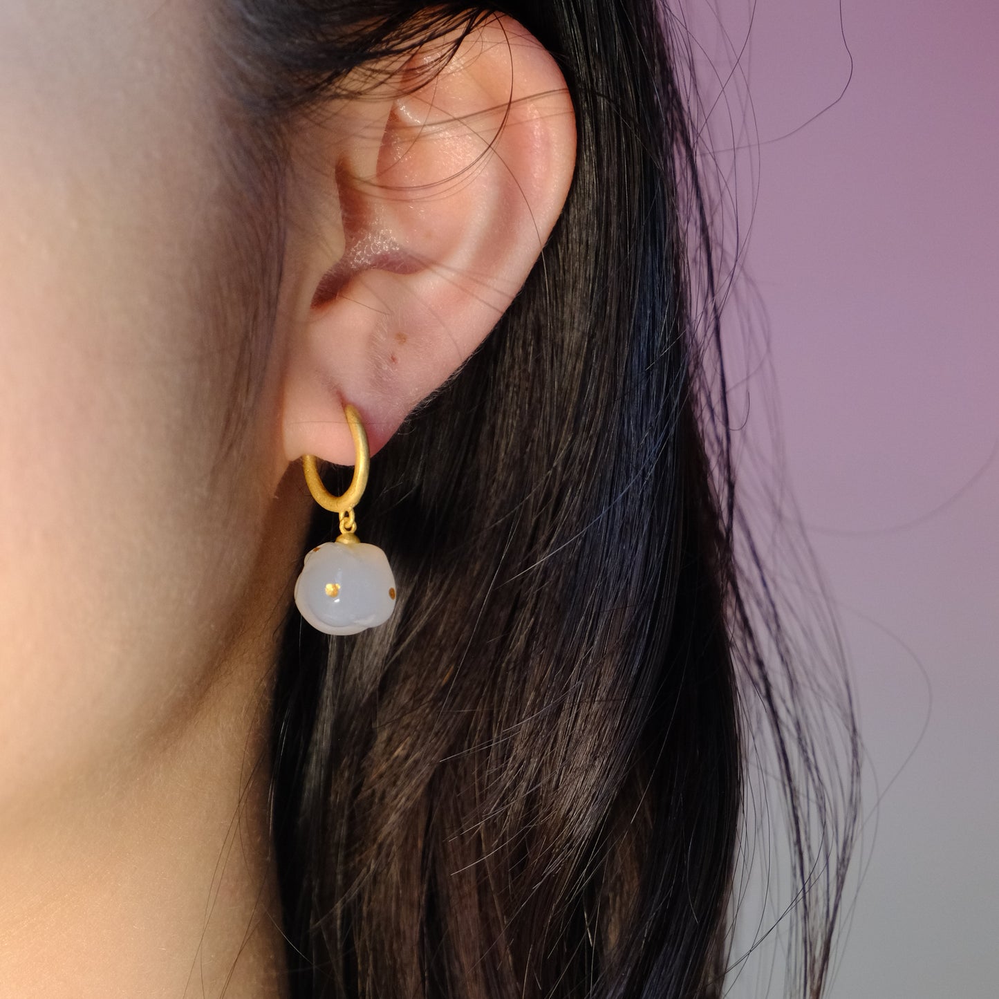 Lunar Frost Bunny | Gilded Agate Bunny Earrings