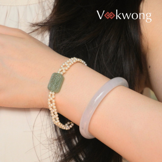 Lumina weave | Soft Braided Bracelet with Pearls and Jade
