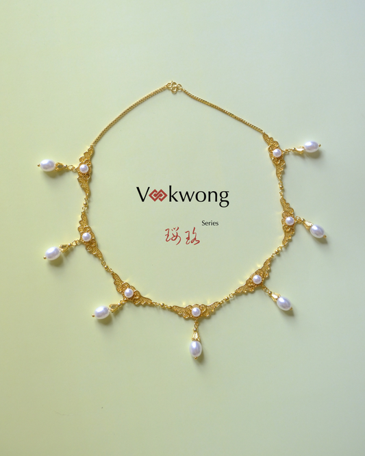 Wishbound Scroll | Lucky Charm Choker with Imitation Pearls